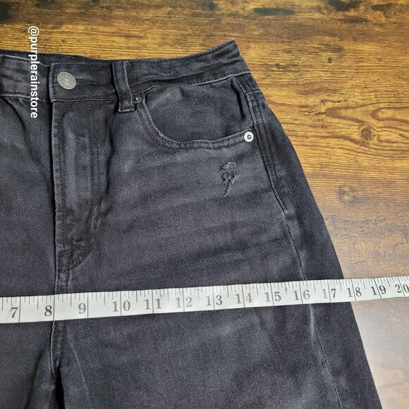 American Eagle Mom Jeans 4 R High Rise Black Wash Stretch Denim - Picture 7 of 10